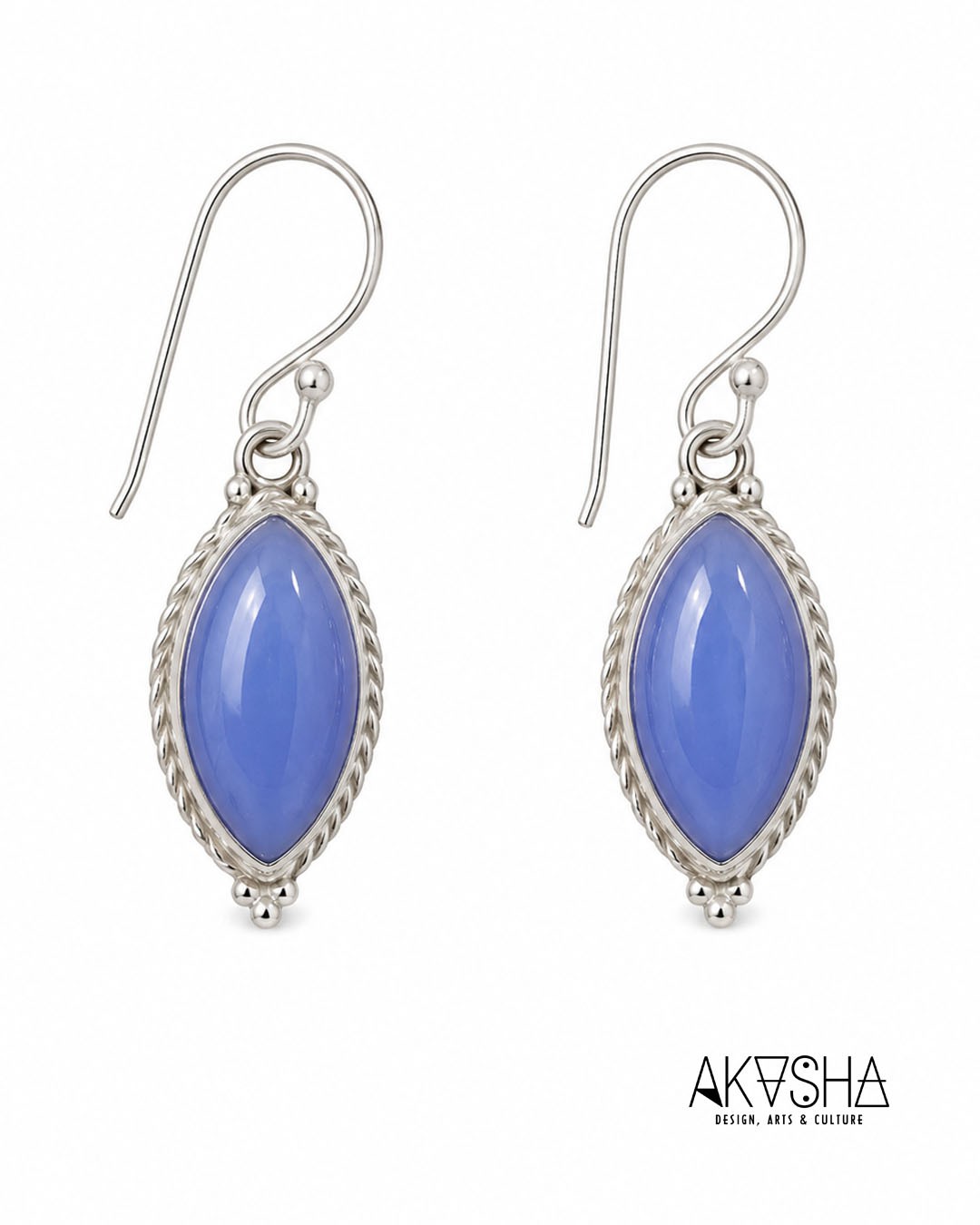 Σκουλαρίκια Δάκρυ από Ασήμι 925 με Blue Chalcedony | AKASHA Collection